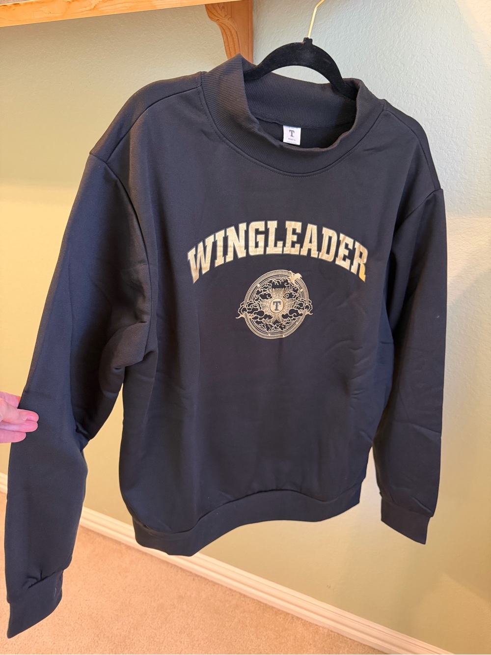 Texas Rangers Wingleader Sweatshirt Black Gold Adult L New NWT